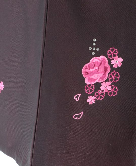 卒業式袴単品レンタル[刺繍]エンジ×黒ぼかしにバラと桜[身長133-137cm]No.682